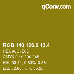 カラーコード: RGB 140 126.8 13.4 | qconv.com