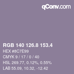 カラーコード: RGB 140 126.8 153.4 | qconv.com
