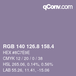 カラーコード: RGB 140 126.8 158.4 | qconv.com