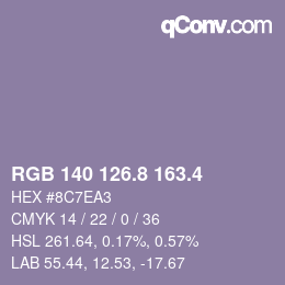 カラーコード: RGB 140 126.8 163.4 | qconv.com