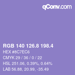 カラーコード: RGB 140 126.8 198.4 | qconv.com