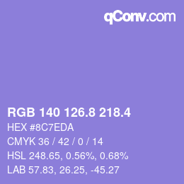 カラーコード: RGB 140 126.8 218.4 | qconv.com