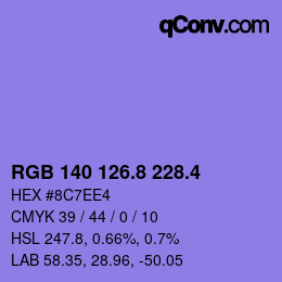 カラーコード: RGB 140 126.8 228.4 | qconv.com