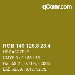 カラーコード: RGB 140 126.8 23.4 | qconv.com