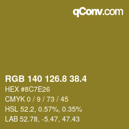 カラーコード: RGB 140 126.8 38.4 | qconv.com