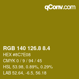 カラーコード: RGB 140 126.8 8.4 | qconv.com