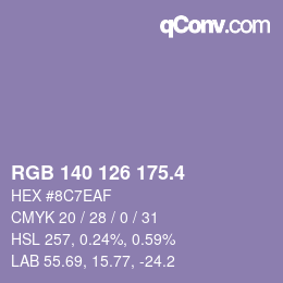 カラーコード: RGB 140 126 175.4 | qconv.com