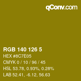 カラーコード: RGB 140 126 5 | qconv.com