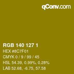 カラーコード: RGB 140 127 1 | qconv.com