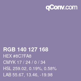 Color code: RGB 140 127 168 | qconv.com