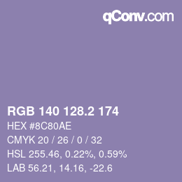 カラーコード: RGB 140 128.2 174 | qconv.com