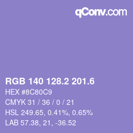 カラーコード: RGB 140 128.2 201.6 | qconv.com