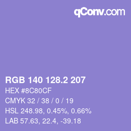 カラーコード: RGB 140 128.2 207 | qconv.com