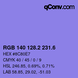 カラーコード: RGB 140 128.2 231.6 | qconv.com