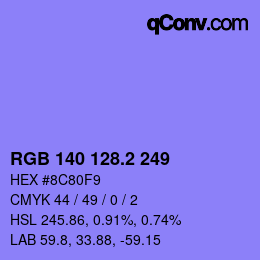 カラーコード: RGB 140 128.2 249 | qconv.com