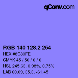カラーコード: RGB 140 128.2 254 | qconv.com