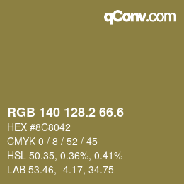 カラーコード: RGB 140 128.2 66.6 | qconv.com