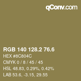 カラーコード: RGB 140 128.2 76.6 | qconv.com