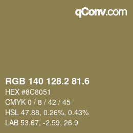 カラーコード: RGB 140 128.2 81.6 | qconv.com