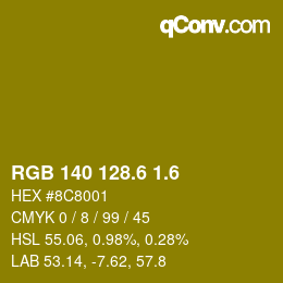 カラーコード: RGB 140 128.6 1.6 | qconv.com