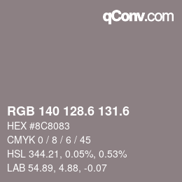 カラーコード: RGB 140 128.6 131.6 | qconv.com