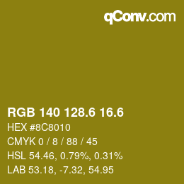 カラーコード: RGB 140 128.6 16.6 | qconv.com