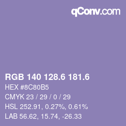カラーコード: RGB 140 128.6 181.6 | qconv.com