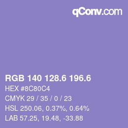カラーコード: RGB 140 128.6 196.6 | qconv.com