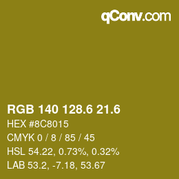 カラーコード: RGB 140 128.6 21.6 | qconv.com
