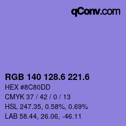 カラーコード: RGB 140 128.6 221.6 | qconv.com