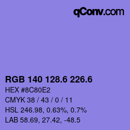 カラーコード: RGB 140 128.6 226.6 | qconv.com