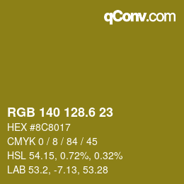 カラーコード: RGB 140 128.6 23 | qconv.com