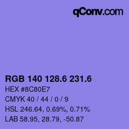 カラーコード: RGB 140 128.6 231.6 | qconv.com