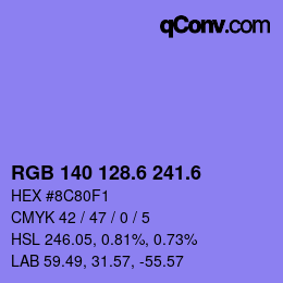 カラーコード: RGB 140 128.6 241.6 | qconv.com