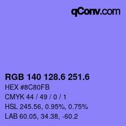 カラーコード: RGB 140 128.6 251.6 | qconv.com