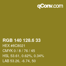 カラーコード: RGB 140 128.6 33 | qconv.com