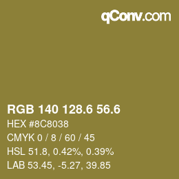 カラーコード: RGB 140 128.6 56.6 | qconv.com