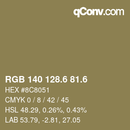 カラーコード: RGB 140 128.6 81.6 | qconv.com