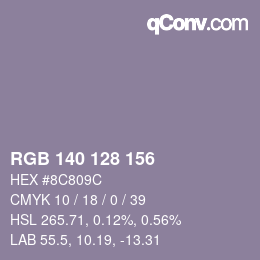 カラーコード: RGB 140 128 156 | qconv.com