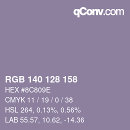 颜色代码: RGB 140 128 158 | qconv.com