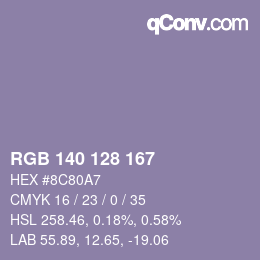カラーコード: RGB 140 128 167 | qconv.com