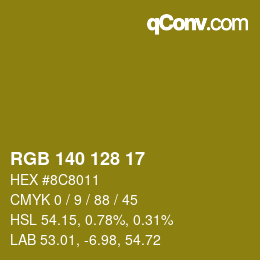 カラーコード: RGB 140 128 17 | qconv.com