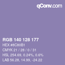 Color code: RGB 140 128 177 | qconv.com