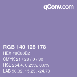颜色代码: RGB 140 128 178 | qconv.com