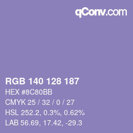 カラーコード: RGB 140 128 187 | qconv.com