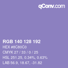 Color code: RGB 140 128 192 | qconv.com