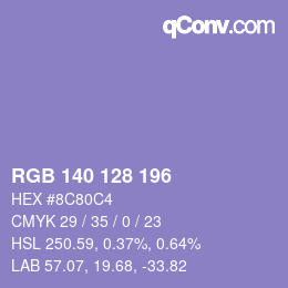カラーコード: RGB 140 128 196 | qconv.com