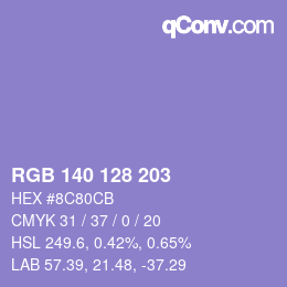 颜色代码: RGB 140 128 203 | qconv.com