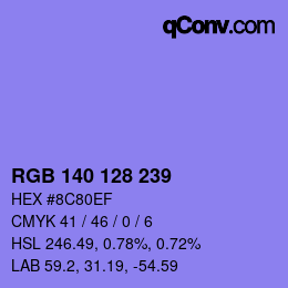 カラーコード: RGB 140 128 239 | qconv.com