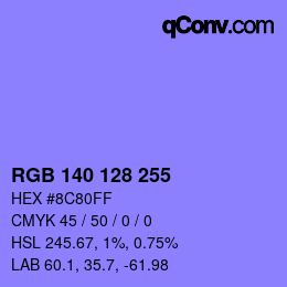 Color code: RGB 140 128 255 | qconv.com